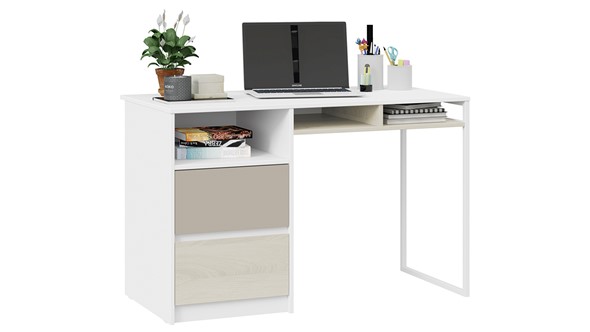 Письменный стол Сканди СМ-386.15.02-20 (Дуб Гарден, Белая, Глиняный серый) в Якутске - изображение