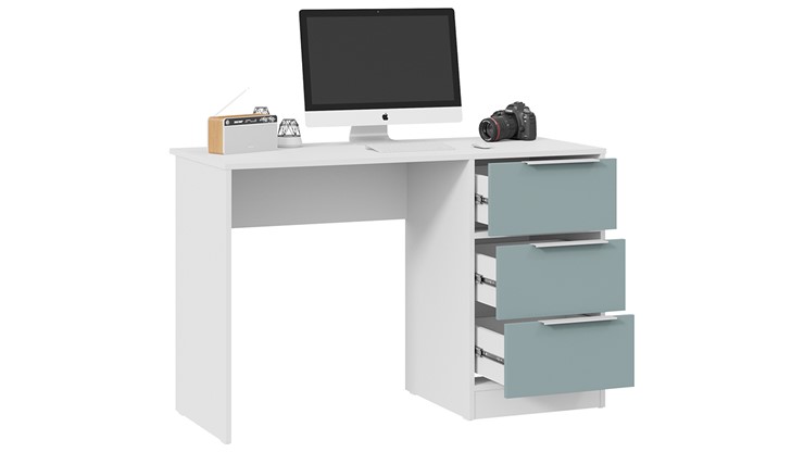 Письменный стол Марли Тип 1 (Белый/Серо-голубой) в Якутске - изображение 1