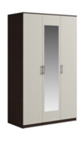 Шкаф 3 двери Светлана, с зеркалом, венге/дуб молочный в Якутске