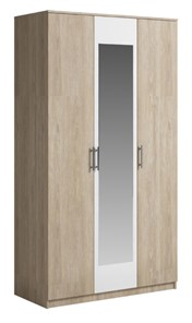 Шкаф 3 двери Светлана, с зеркалом, белый/дуб сонома в Якутске - предосмотр