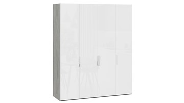 Шкаф для одежды Эмбер СМ-348.07.011 (Дуб Гамильтон/Белый глянец) в Якутске