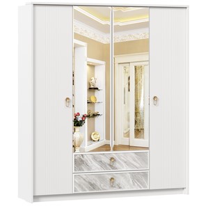 Шкаф 4х-дверный Айла с зеркалом ЛД 688.010.000, Белый, исполнение 1 в Якутске