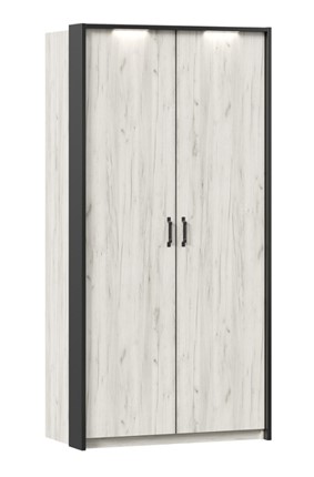 Шкаф двухдверный Техно с паспарту, Дуб крафт белый в Якутске - изображение