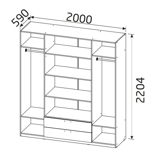 Шкаф четырехдверный 4-х дверный Вега с 2 ящиками в Якутске - изображение 1