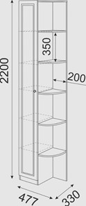 Угловой шкаф-стеллаж Беатрис М13 левый (Орех Гепланкт) в Якутске - предосмотр 3