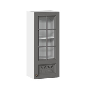 Шкаф на кухню Амели-3 400 высокий со стеклом ЛД 299.420.000.040, Белый/Оникс серый в Якутске
