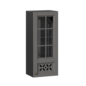 Шкаф настенный Амели-3 400 высокий со стеклом ЛД 299.420.000.042, Черный/Оникс серый в Якутске