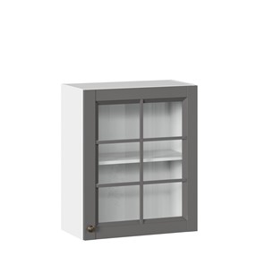 Шкаф на кухню Амели-3 600 со стеклом ЛД 299.350.000.030, Белый/Оникс серый в Якутске