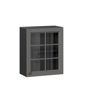 Навесной шкаф Амели-3 600 со стеклом ЛД 299.350.000.032, Черный/Оникс серый в Якутске