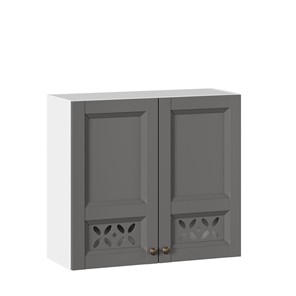 Кухонный навесной шкаф Амели-3 800 ЛД 299.360.000.033, Белый/Оникс серый в Якутске