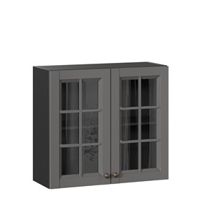 Шкаф на кухню Амели-3 800 со стеклом ЛД 299.360.000.036, Черный/Оникс серый в Якутске