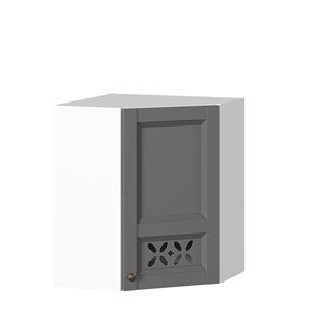 Кухонный навесной шкаф Амели-3 угловой 600 ЛД 299.610.000.055, Белый/Оникс серый в Якутске