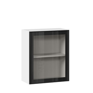 Кухонный шкаф со стеклом 600 Индиго ЛД 298.350.000.105, Белый/Чёрный в Якутске