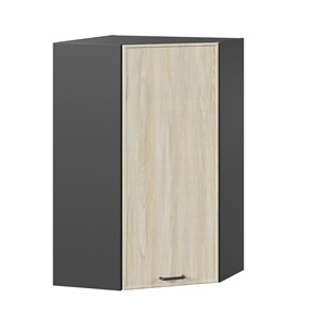 Угловой кухонный шкаф высокий Индиго ЛД 298.620.000.075, Чёрный/Дуб Мадейра топаз в Якутске