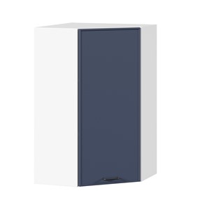Настенный угловой шкаф высокий Индиго ЛД 298.620.000.117, Белый/Тёмно-синий в Якутске