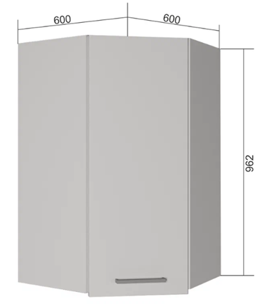 Угловой навесной шкаф ВУ9, Сатин/Белый в Якутске - изображение