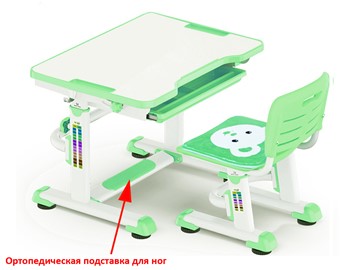 Парта растущая + стул Mealux BD-08 Teddy, green, зеленая в Якутске