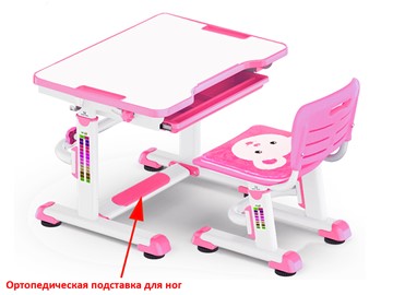Растущая парта + стул Mealux BD-08 Teddy, pink, розовая в Якутске