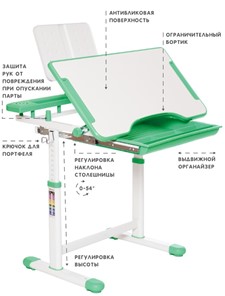 Растущая парта и растущий стул SET HOLTO-17А, зеленый в Якутске - предосмотр 5